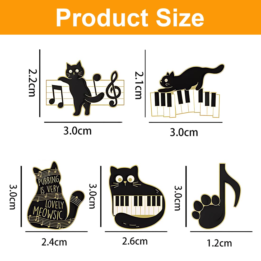 Spille Gatto Con Motivo Smaltato - Set 5 Pezzi Per Decorare Abbigliamento - Foto 7