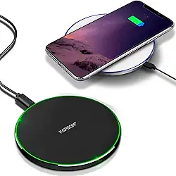 Carregador Rápido sem fio 15W compatí vel com iPhone 16 15 14 13 12 11 Pro Max/Mini/Plus/XR/X/8, Max Fast Wireless Pad Mat para Samsung Galaxy S23/S22/S21/S20/S10 Preto