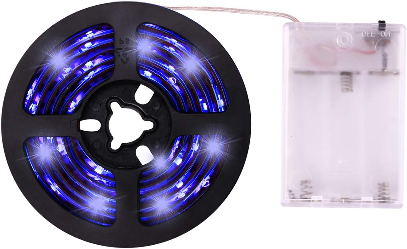 iCreating UV LED Strip Lights - Battery Powered 13.1ft LED Black Light Strips 5V UV Blacklight Strip, UV Black Light LED Strips Kit with Non-Waterproof Super Bright UV LED Light Strip, Battery Case