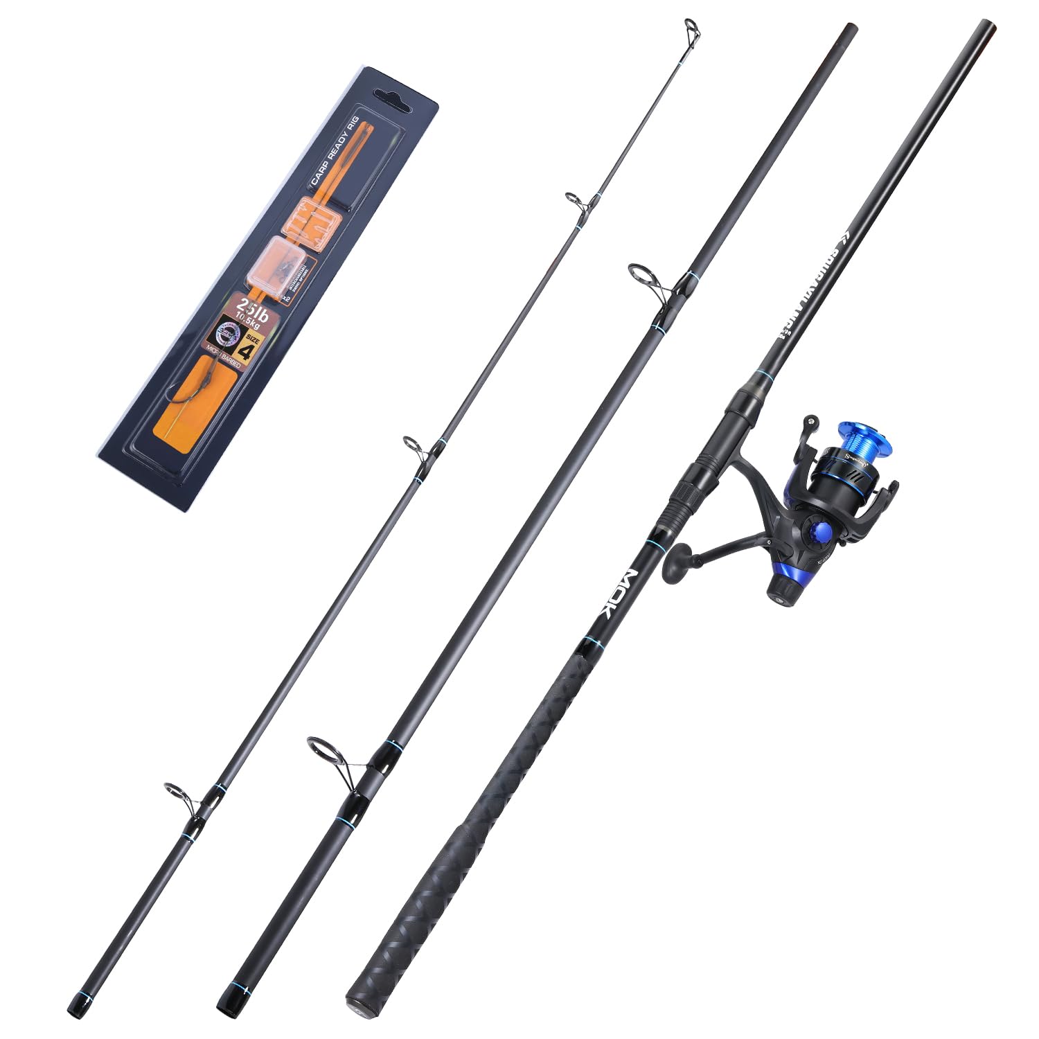 Sougayilang Canne à pêche à la carpe et moulinet, 3 sections de haute qualité en carbone, canne à pêche et moulinet, kit de pêche à la carpe avec ligne de pêche, hameçons