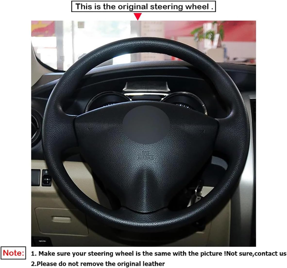 HATHWAY Fit for Nissan Versa 2015-2019,Stitch Steering Wheel Cover,Black Leather Steering Wheel Wrap,Non-Slip Car Steering Wheel Cover