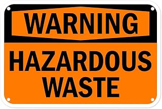 Hazardous Waste Warning Sign - 8"x12" Vintage Metal Tin, Home Farm Bar Decor, Waste Management, Toxic Material Alert