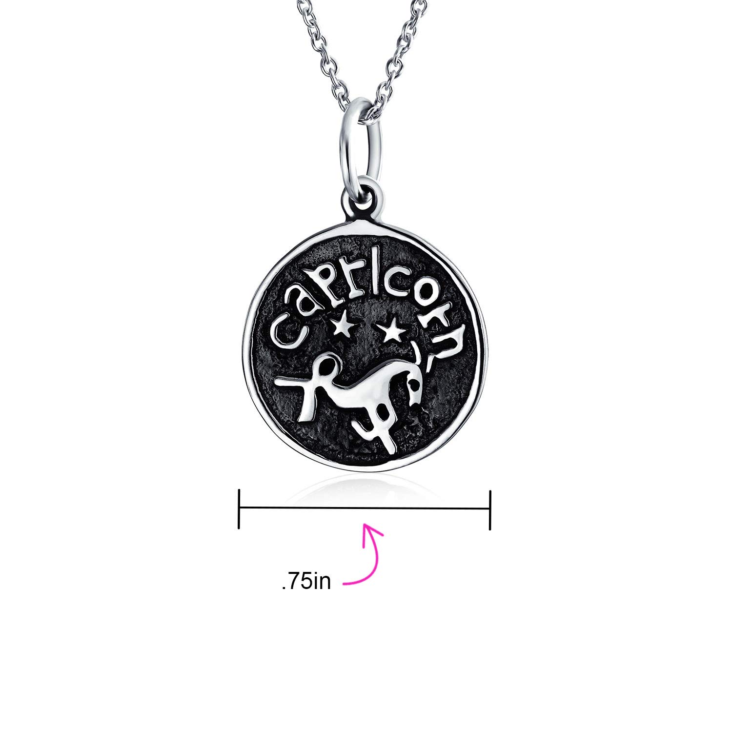 Bling Jewelry Personalizar Astrología Constelación Celestial Horóscopo Disco Medallón Colgante Zodiaco Collar Para Mujer Oxidado Plata De Ley