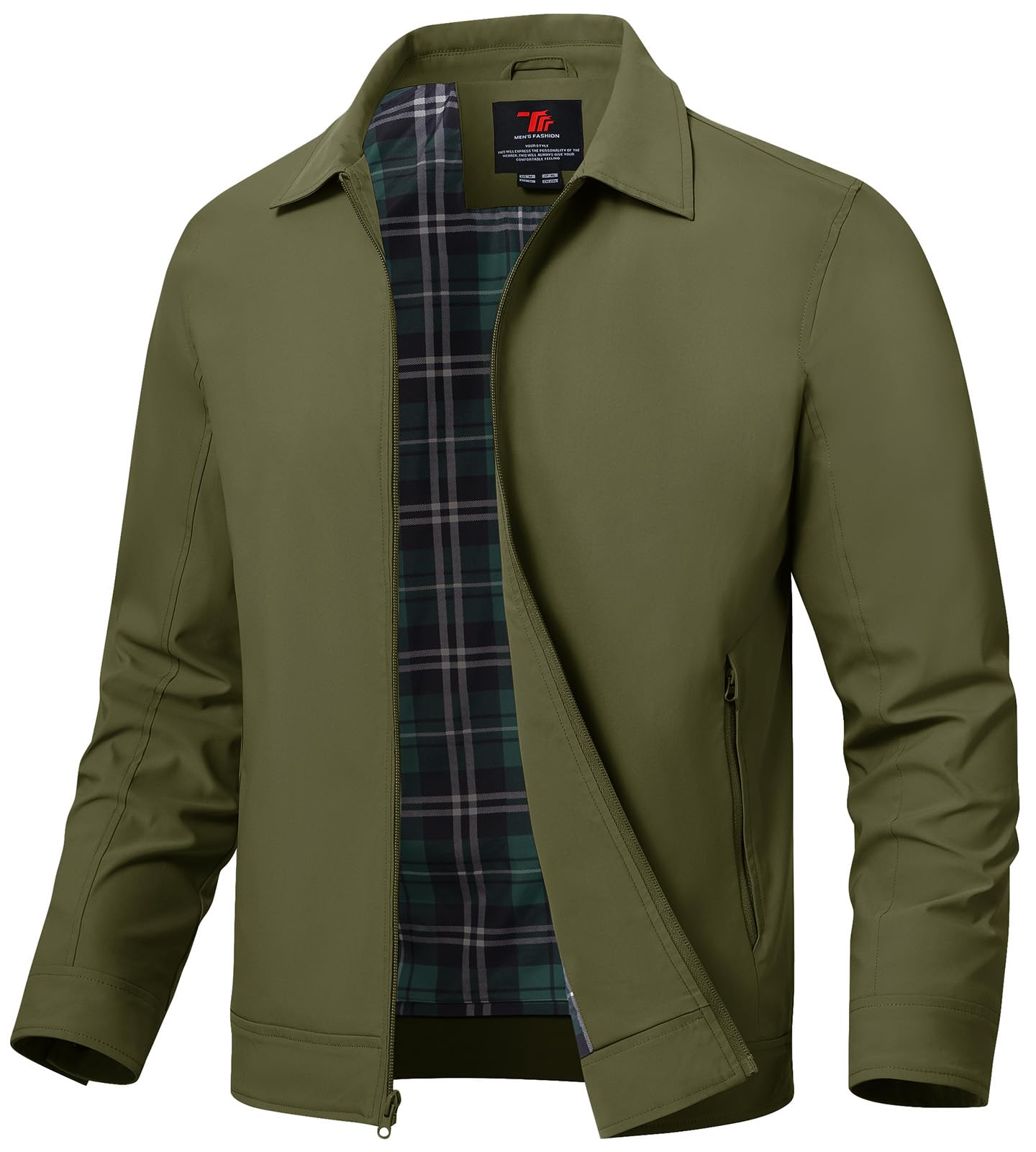 TBMPOY Men's Lightweight Jackets Windbreaker Golf Light Full Zip Up Stylish Work Casual Dress Business with Zip Pockets