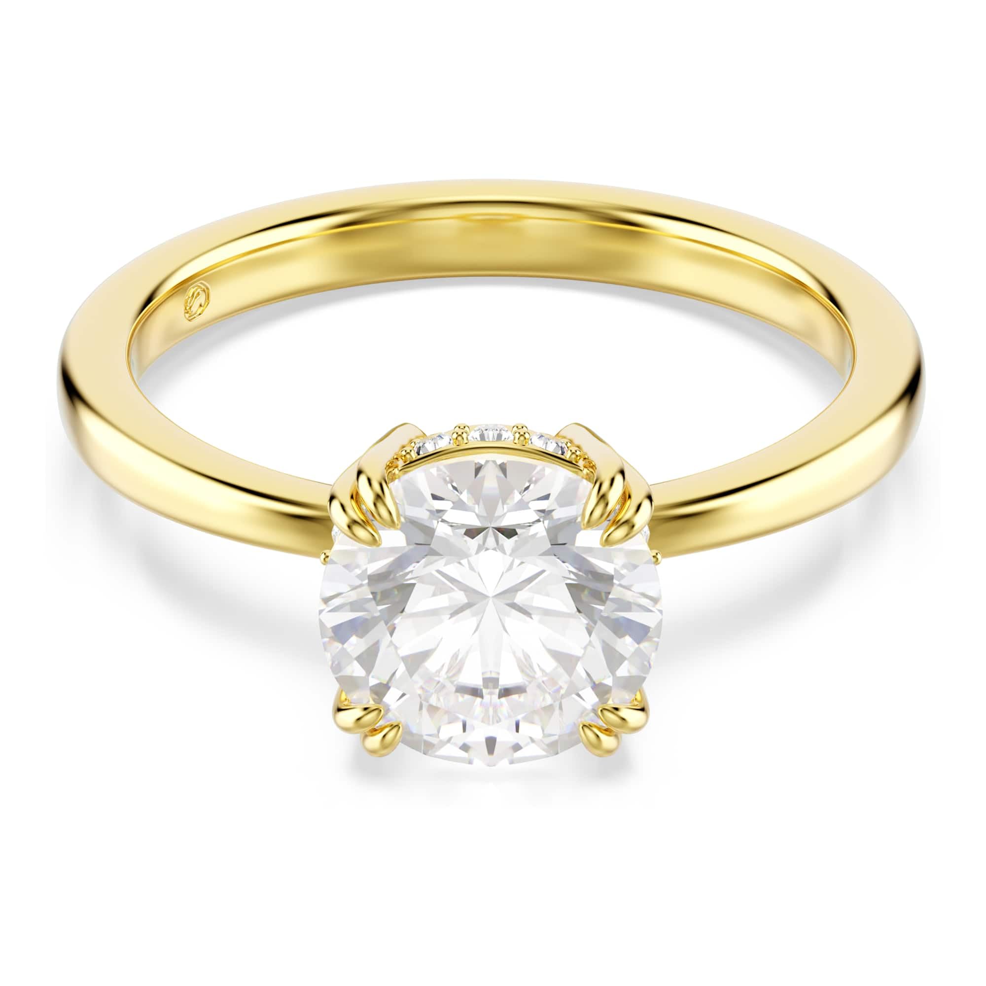 Swarovski Stilla cocktail ring Round cut, White, Gold-tone plated