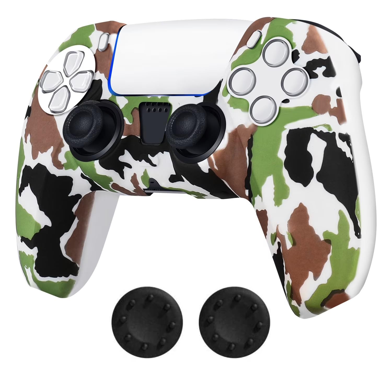 New World PS5 Controller Silicone Cover Case PS5 Controller Skin Anti Slip Protective Case Sleeve for Sony Playstation 5 DualSense Controller with Thumbgrips free - Brown Army