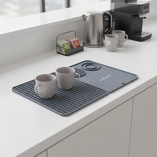 Miniatura 6 de Tapete de bar 3 en 1, tapete de bar para encimera, barman en casa, accesorios de bar, tapete de cóctel plegable multifuncional con tabla de cortar