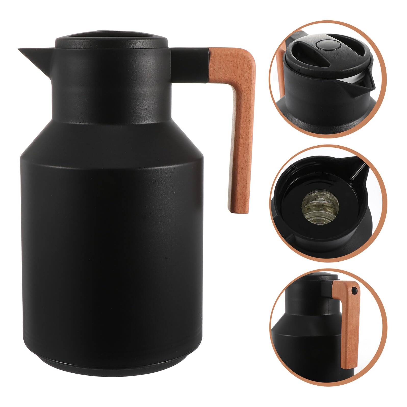 Kettle Térmico Aislamiento Botella de Agua Doméstica para Oficina Camping y Picnic Diseño Sencillo Negro Apto para Líquidos Calientes y Fríos