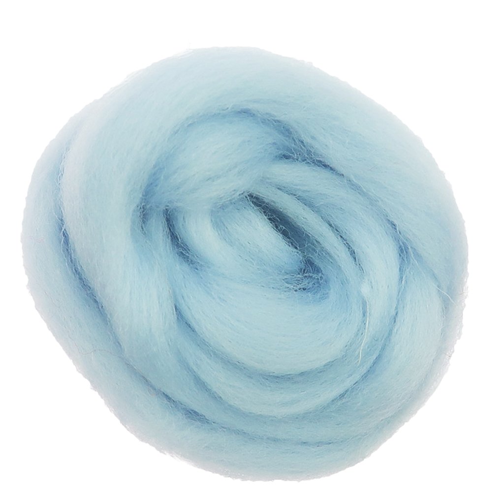Generic 10g Wool Roving Fiber Hand Spinning Crafts for Doll Handmade Nile Blue