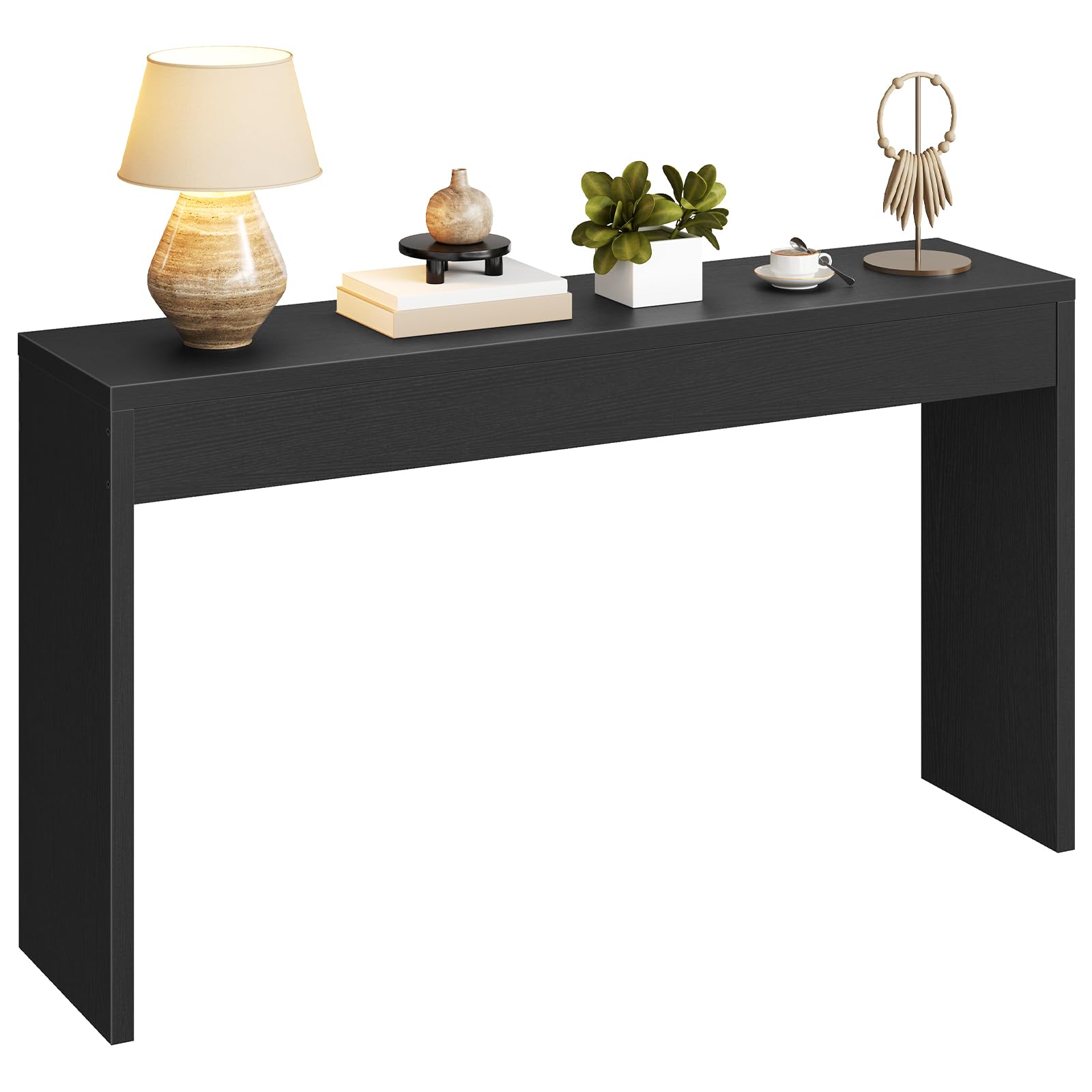 HOOBRO 120 cm Konsolentisch, Beistelltisch, schmaler Eingangstisch, Sofatisch, offener Stauraum, Schlichter Stil, für Eingang, Diele, Wohnzimmer, Schlafzimmer, Esszimmer, Flur, Schwarz EBK123XG01