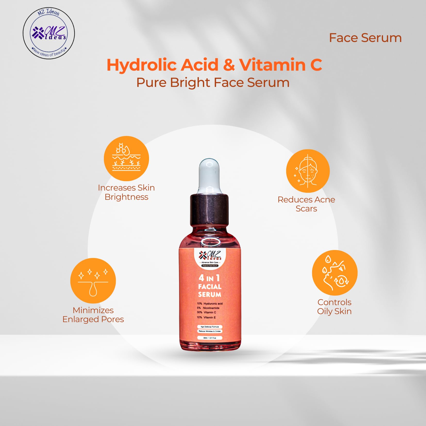 Amazon.com: 4 in 1 Facial Serum, 10% Hyaluronic Acid, 5