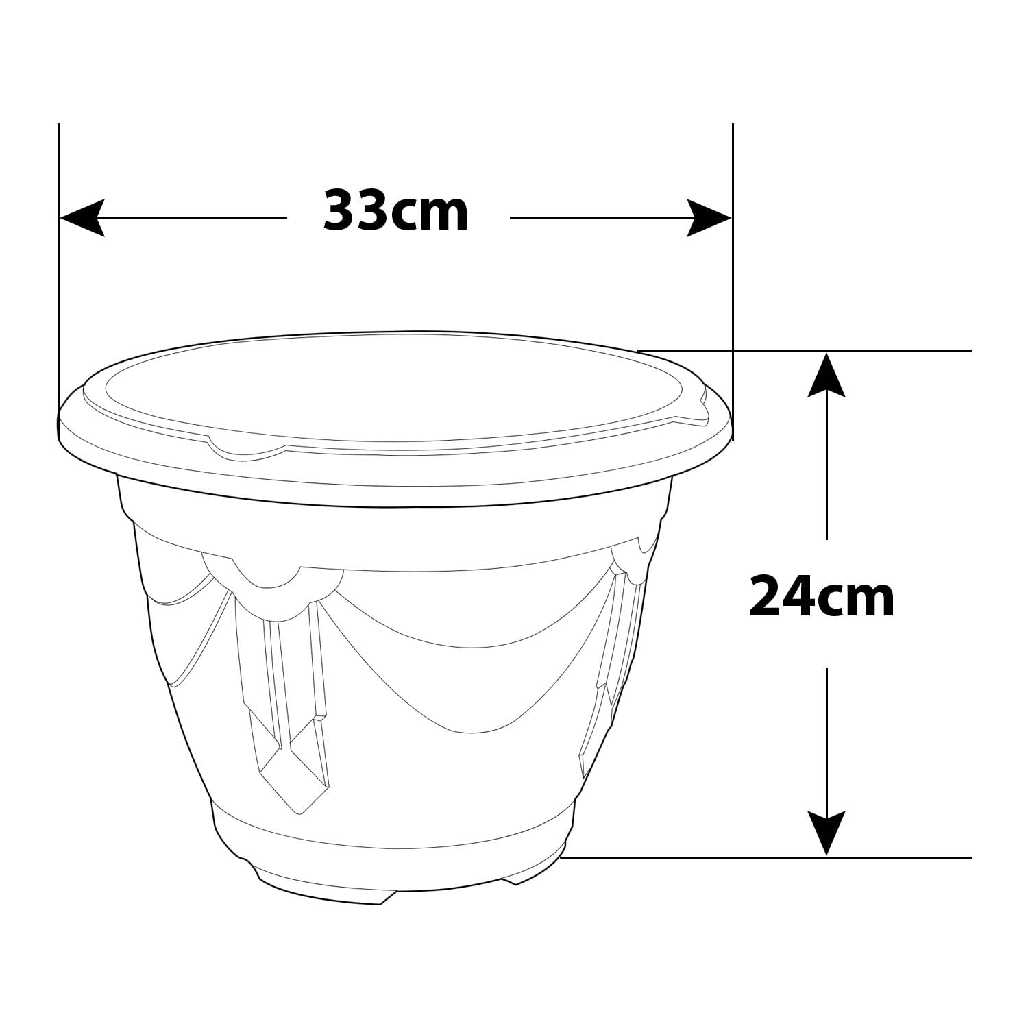 WHITEFURZE 33CM ROUND VENETIAN PLANTER BLACK - Burke Brothers