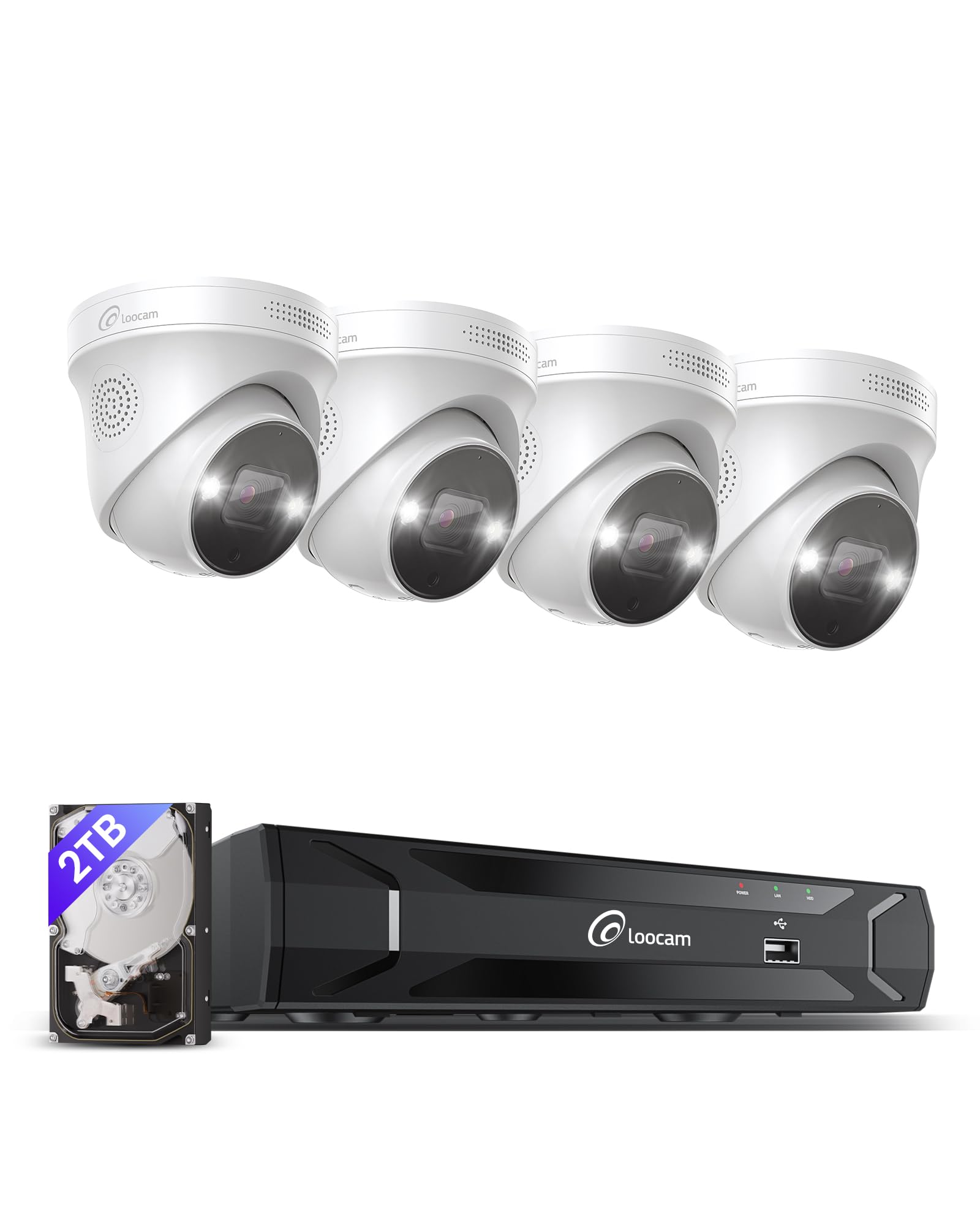 Loocam 8CH PoE Security Camera System 4K Color Night Vision with 2TB HDD