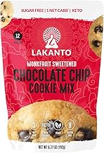 Lakanto Sugar Free Chocolate Chip Cookie Mix - Sweetened with Monk Fruit Sweetener, Gluten Free, Keto Diet Friendly, Vegan, 2g Net Carb, Almond Flour, Sea Salt (12 Cookies)
