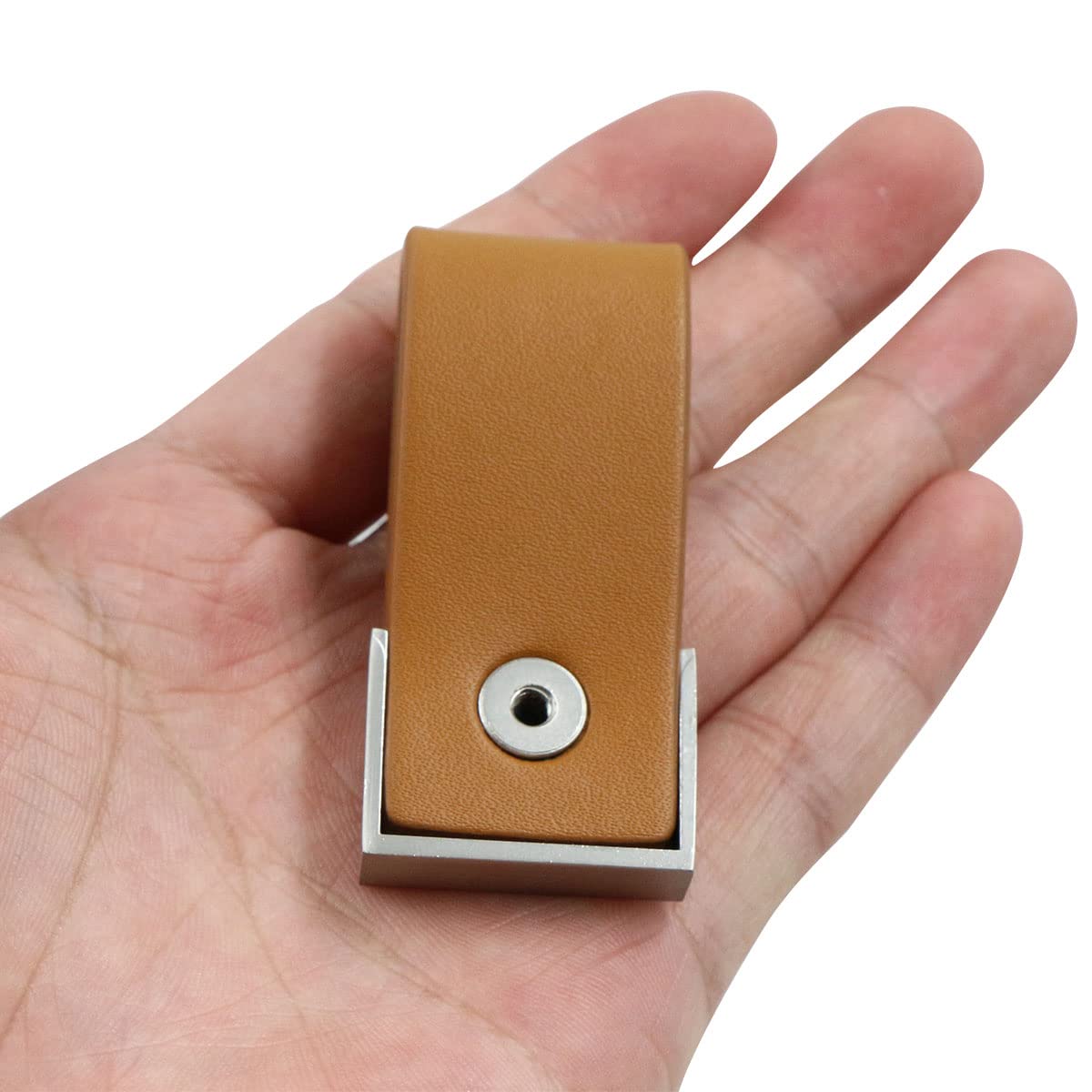 Maniglie di Cuoio in Pelle per Mobili Maniglia Porta Armadio Maniglie Tirando Raccordi - 2 Pezzi 128 Millimetri Alluminio Lente Cucina Rilievo Armadi da Cucina, Marrone Loop, Viti incluse