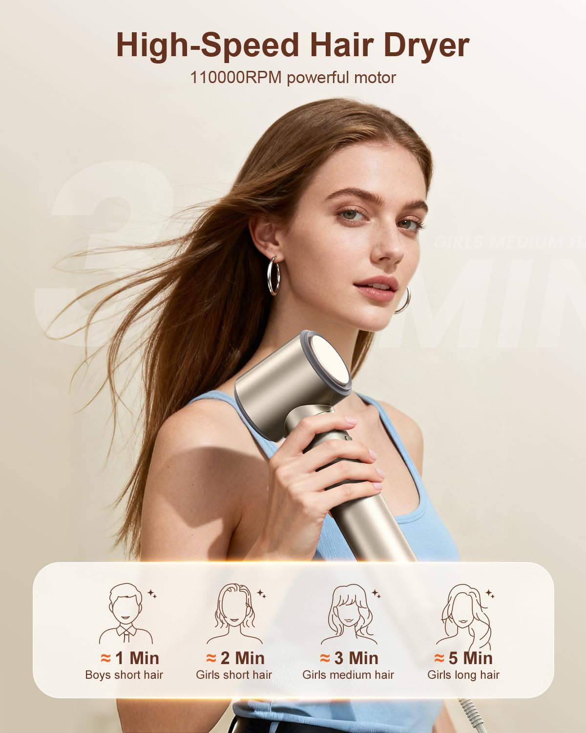 Tqcir Spazzola professionale per asciugacapelli 5 in 1, potente multi-styler con bigodini a carica automatica, ad asciugatura rapida, senza danni termici