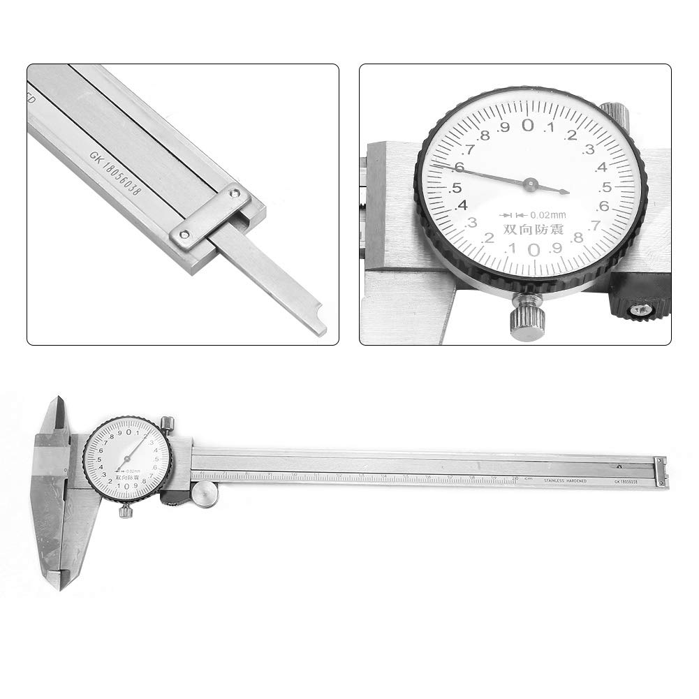 Calibre con esfera de acero inoxidable de 0 a 200 mm |Calibrador Vernier de alta precisión de 0,02 mm |Herramienta a prueba de golpes para metalurgia/carpintería/automoción