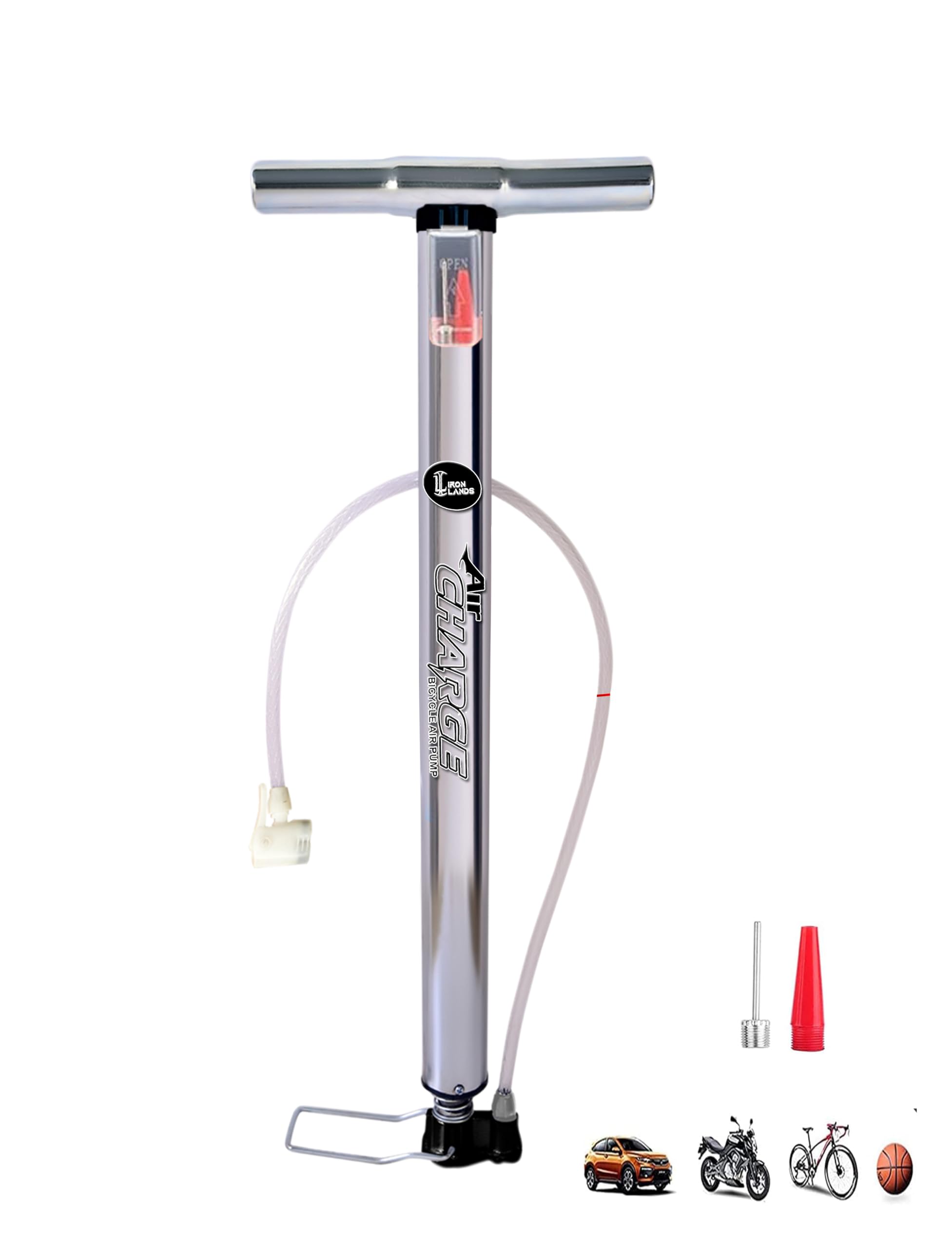 IRON LANDS Air Charge High Pressure Alloy_Steel Air Pump for Car Bike Bicycle Motorcycle Ball and Inflatable Furniture/Toys (B0D2FM9CD4) Amazon Price History, Amazon Price Tracker