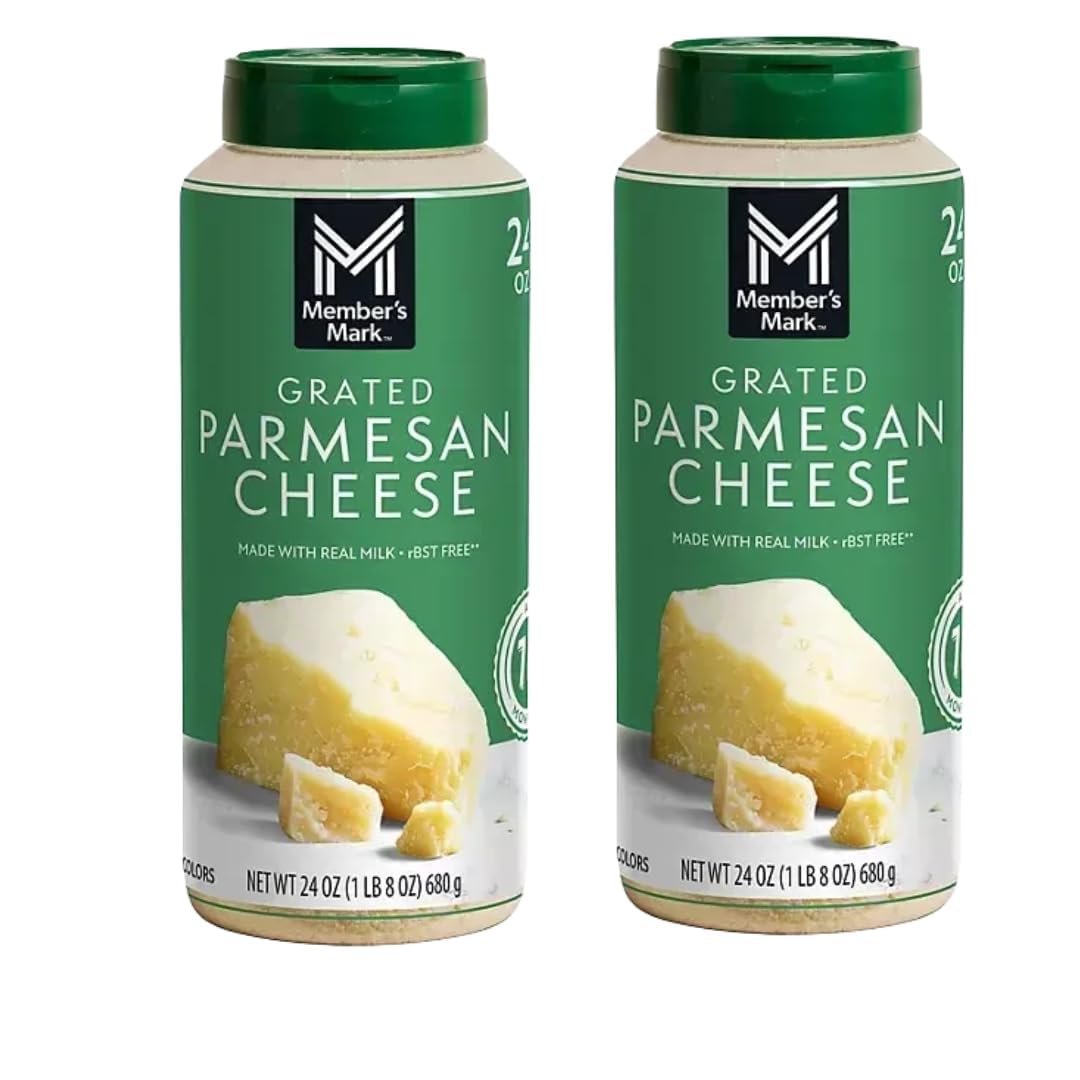 Grated Parmesan Cheese, 24 oz (2 Pack) | Authentic Aged Parmesan for Pasta, Pizza, Salads & More | Rich, Savory Flavor – Great Value Bulk Pack