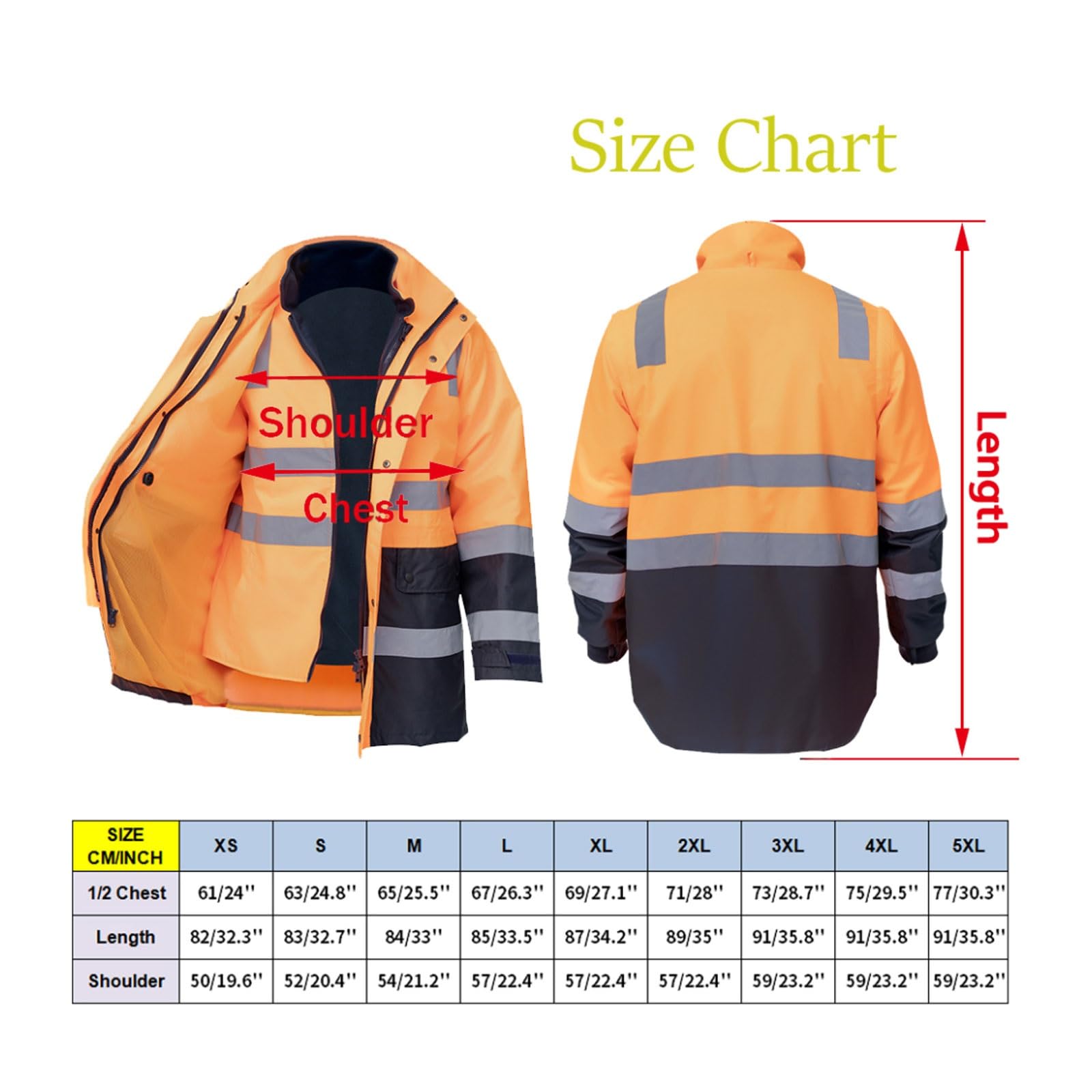 esmen Chaqueta reflectante Oxford de alta visibilidad, chaqueta de trabajo de seguridad de doble grosor for hombre, ropa de trabajo industrial.