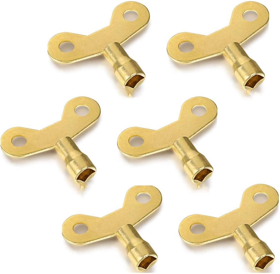 6 Pieces Radiator Keys Solid Brass Radiator Bleed Key Venting Air Valve