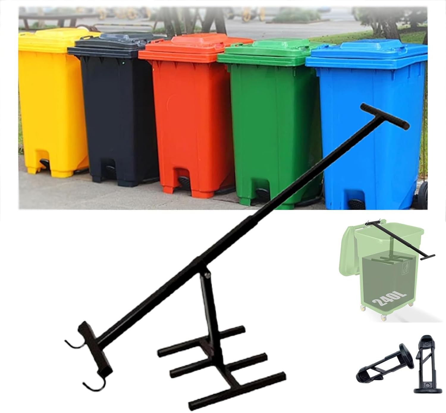 Bin Compactor,Trash Smasher,Touchless Portable Waste Recycling Hand Tool,for 120L-660L Wheelie Bins,for Kitchen,Garden