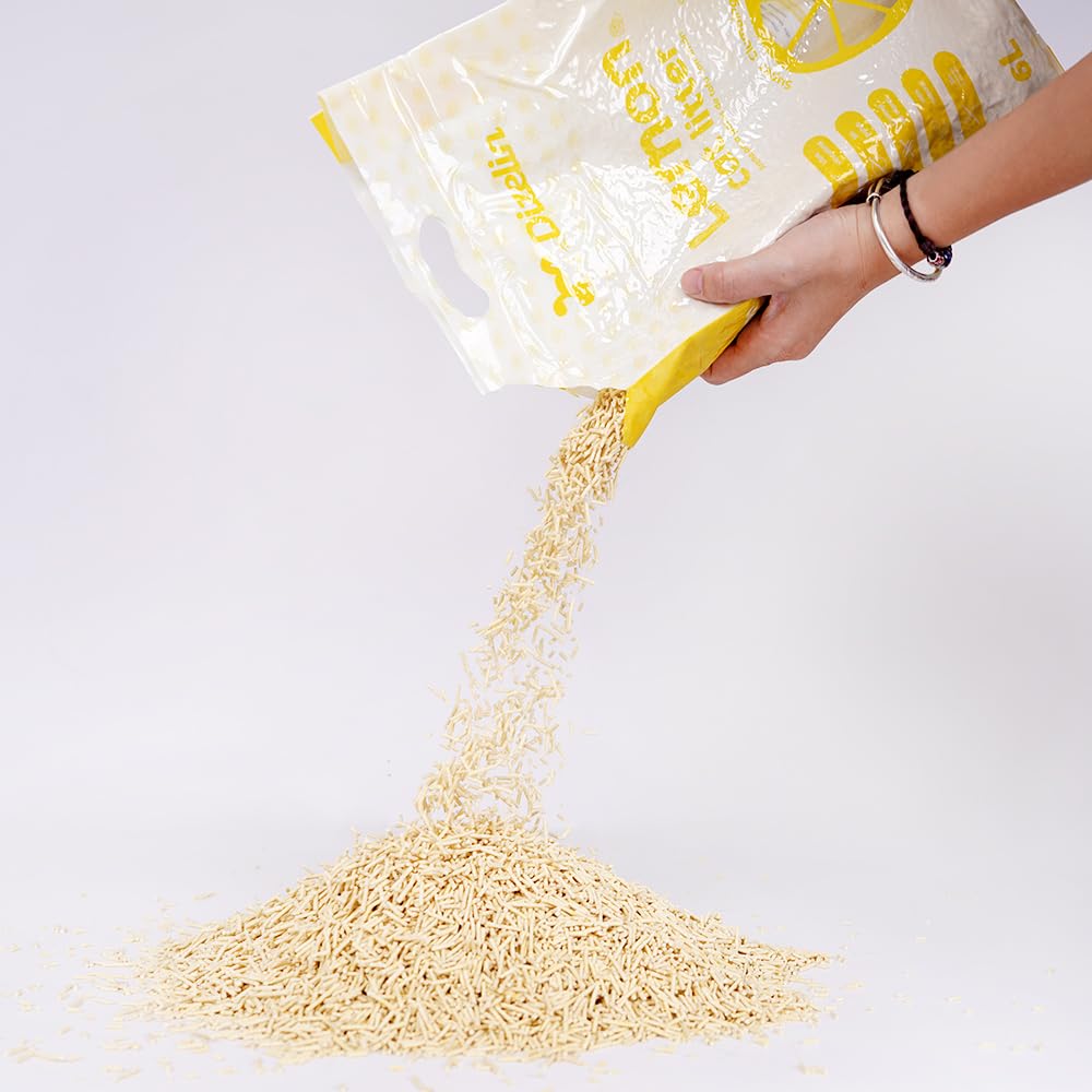 Arena para Gatos deTofu ecológico Vegetal Arena Natural Aglomerante (Lemon-24L)