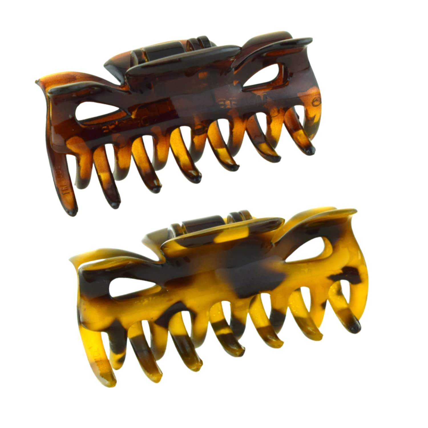 Parcelona French Classic Small 2.5" Celluloid Jaw Hair Claw Clips for Women and Girls (Red)