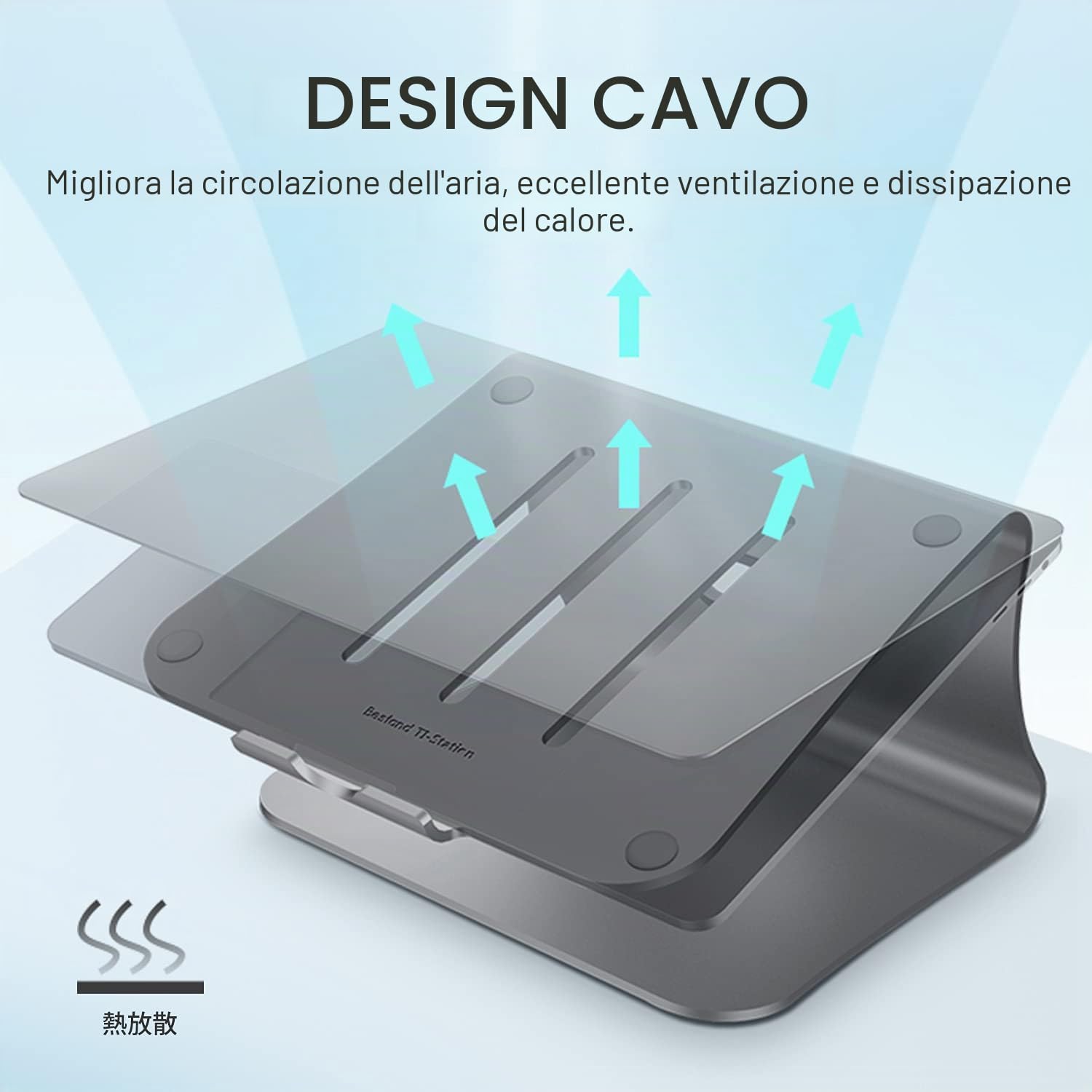 Supporto per Laptop Supporto PC Portatile, Ergonomico Porta PC, Ventilato Alluminio Laptop Stand Compatibile con MacBook Air, PRO, dell XPS, Samsung, Altri 10-16" Tablet (Space Grey)