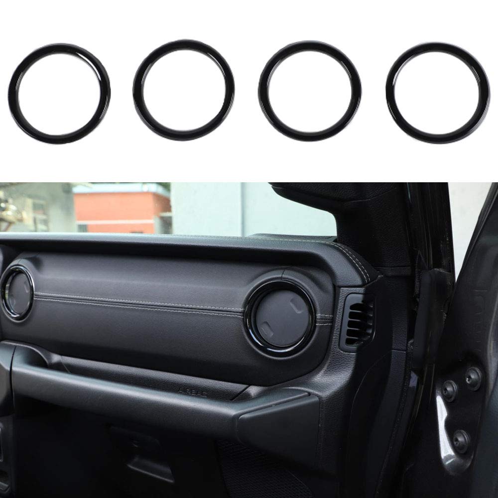 ABS Dashboard Air-Conditioning Vent Trim Ring Cover Decor Sticker Trim for Jeep Wrangler JL 2018+ & for JT Gladiator 2018+ Black