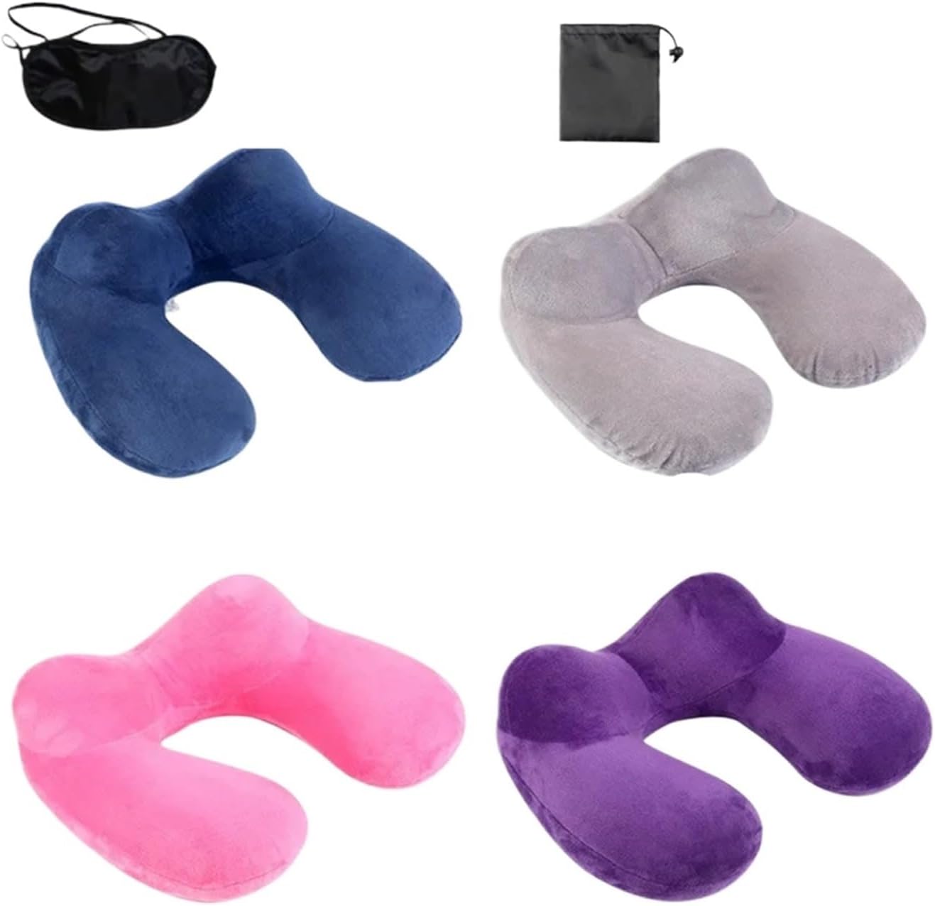 1 Set U-Shape Neck Pillow with Eye Mask Earbuds Travel Pillow Airplane Inflatable Travel Accessories Comfortable Pillow(Green)