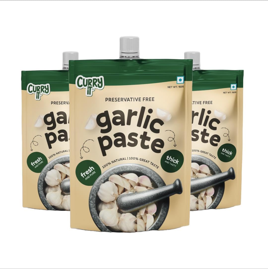 CURRYiT Preservative Free Garlic Paste 150gm | Thick & Coarse | Ready to Cook Lehsun Cooking Paste| Fresh & Pure | Organically Processed Garlic paste (Pack of 3) (B0DBZ919RW) Amazon Price History, Amazon Price Tracker