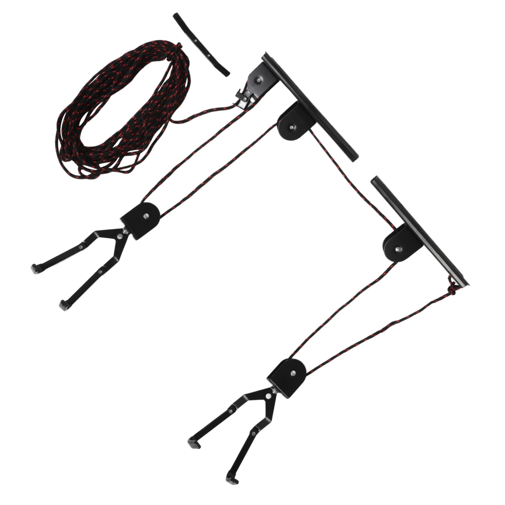 Fahrradlift mit Flaschenzug für Garage und Leiter, Schwarz, Stahl