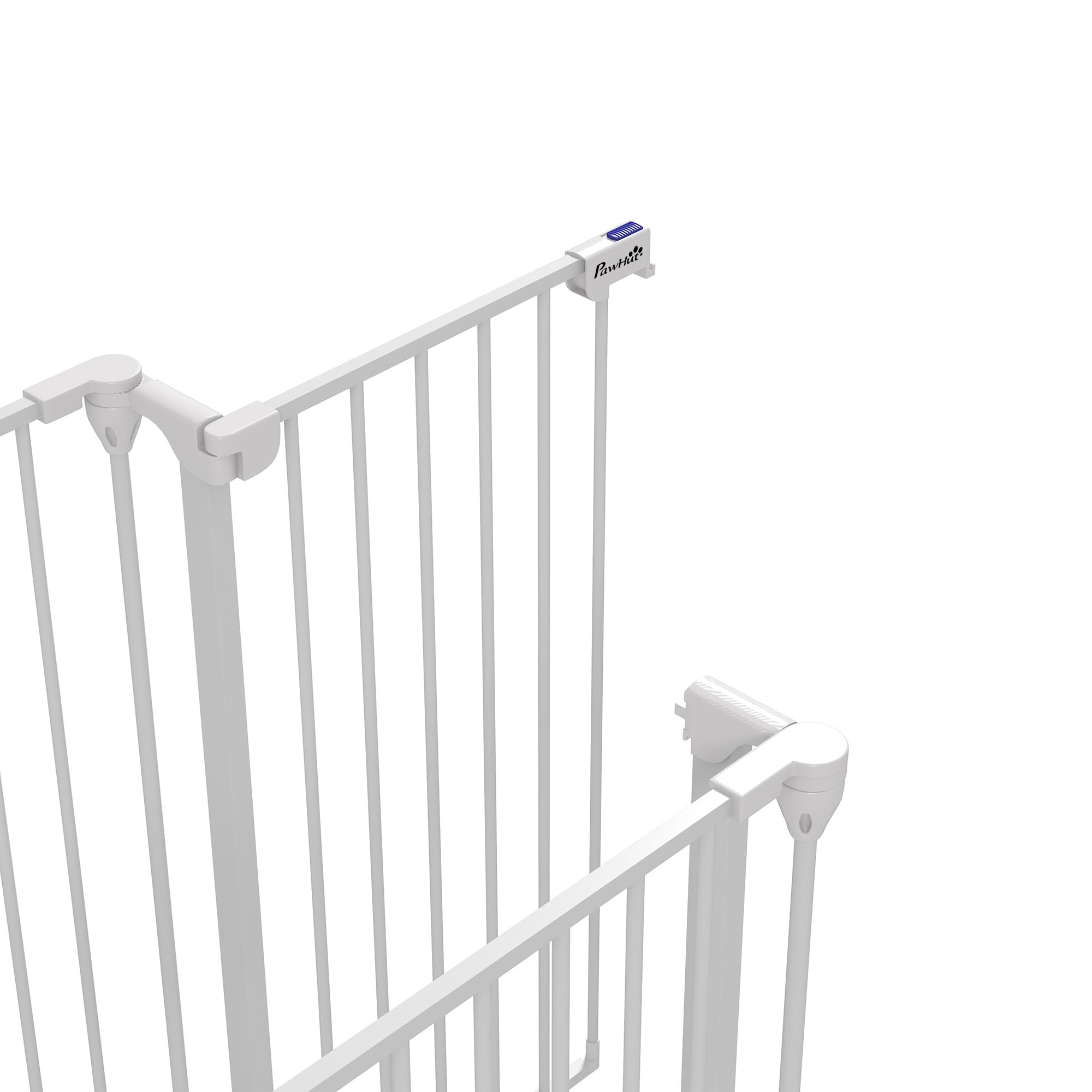 PawHut Barrera para Perros de Acero 206x90 cm Valla para Mascotas Plegable de 3 Paneles con Doble Cerradura y Función de Bloqueo Auxiliar para Puerta Pasillo Escalera Blanco