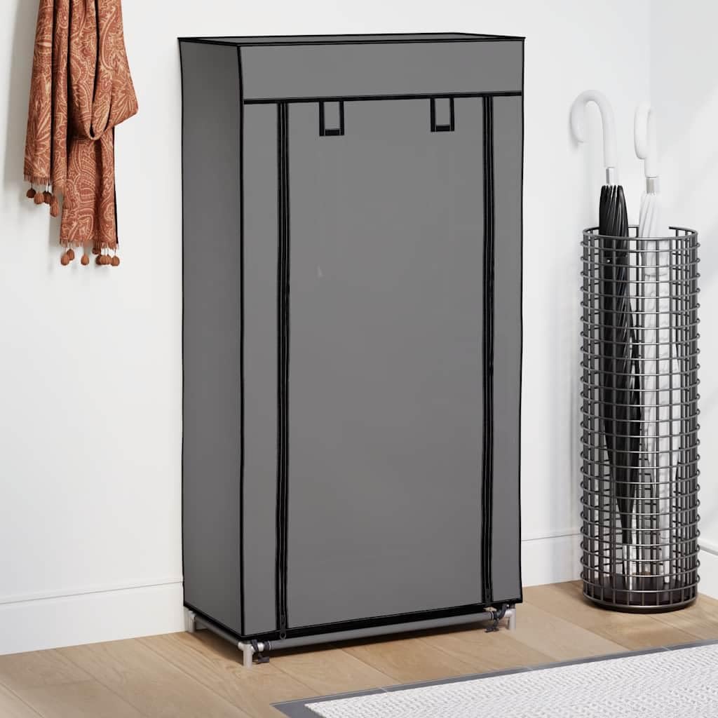 Schuhschrank mit Abdeckung Grau 58 x 28 x 106 cm Stoff, 5 Ebenen Schuhregal, platzsparend und stapelbar, Schuhaufbewahrung für Flur Diele Eingang, Organizer mit Staubschutz