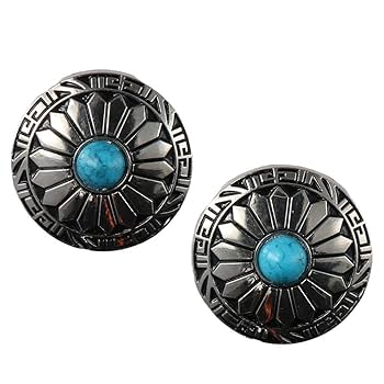 Amazon | 10個 30mm ターコイズ ラウンドコンチョ シルバー