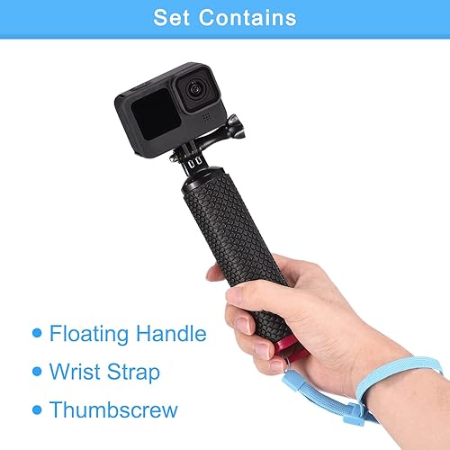 Miniatura 6 de uxcell Empuñadura flotante impermeable para cámaras de acción, cámara de deportes acuáticos, con correa de muñeca ajustable, verde y negro