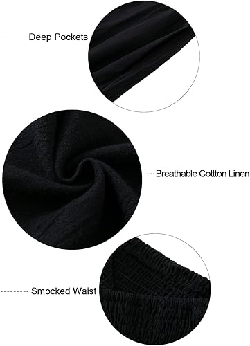 Miniatura 6 de Vansha Pantalones palazzo de lino de algodón de cintura alta para mujer pantalones largos de pierna ancha con bolsillo