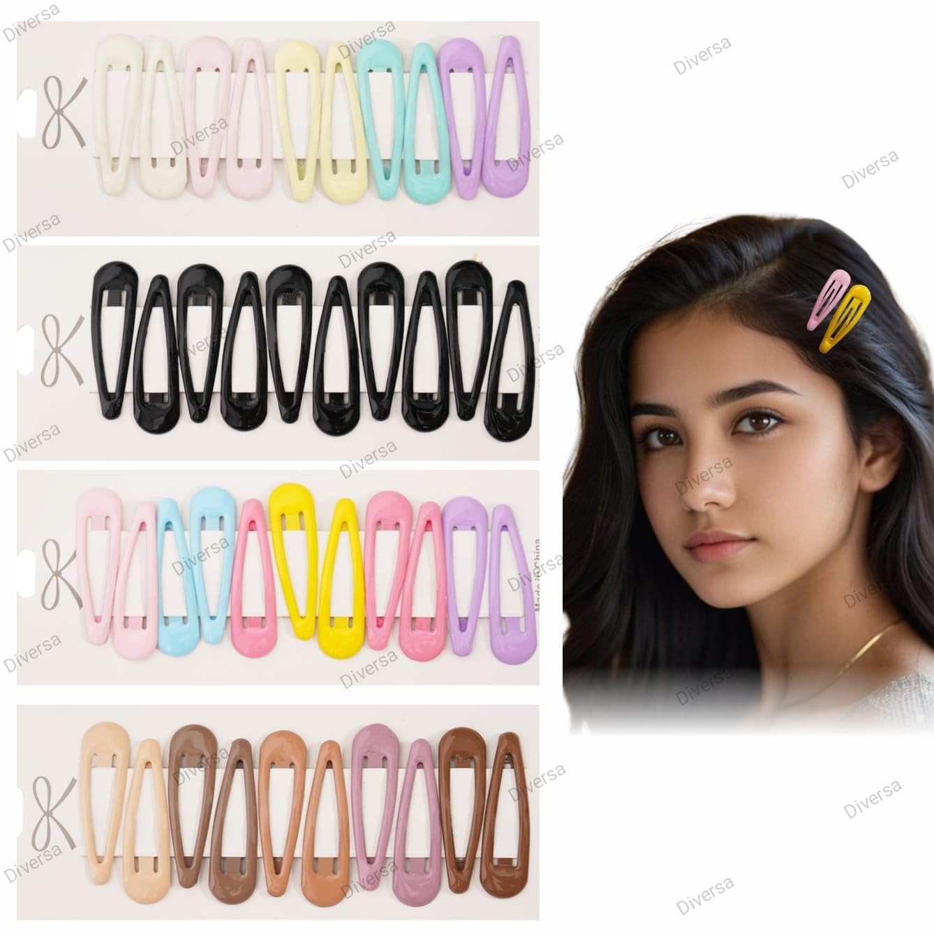 Diversa Hairpin for Kids Girls, Snap Hair Clips Tic Tac Hair Clips, Girls Daily Use Clips, Barrettes With Multi Print Design For Baby Girls, Multicolor, Pack of 40 (B0CFL4F6Z8) Amazon Price History, Amazon Price Tracker