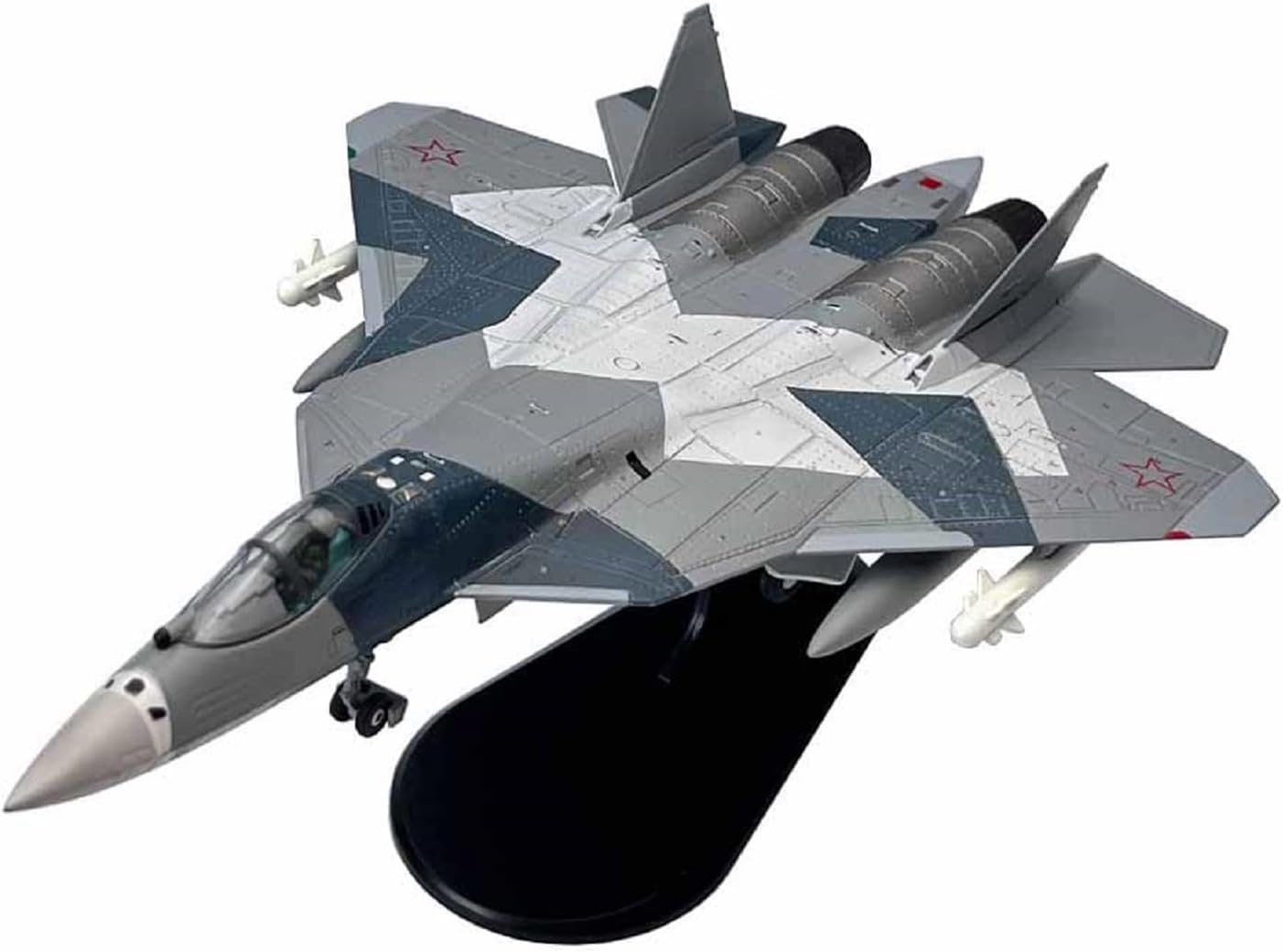 CHICHIYANG 1:100 Scale Simulation Aircraft Model Russian Su-57 Stealth Fighter Airplane Model Alloy ABS Plastic Material Aviation Plane Toy Collection