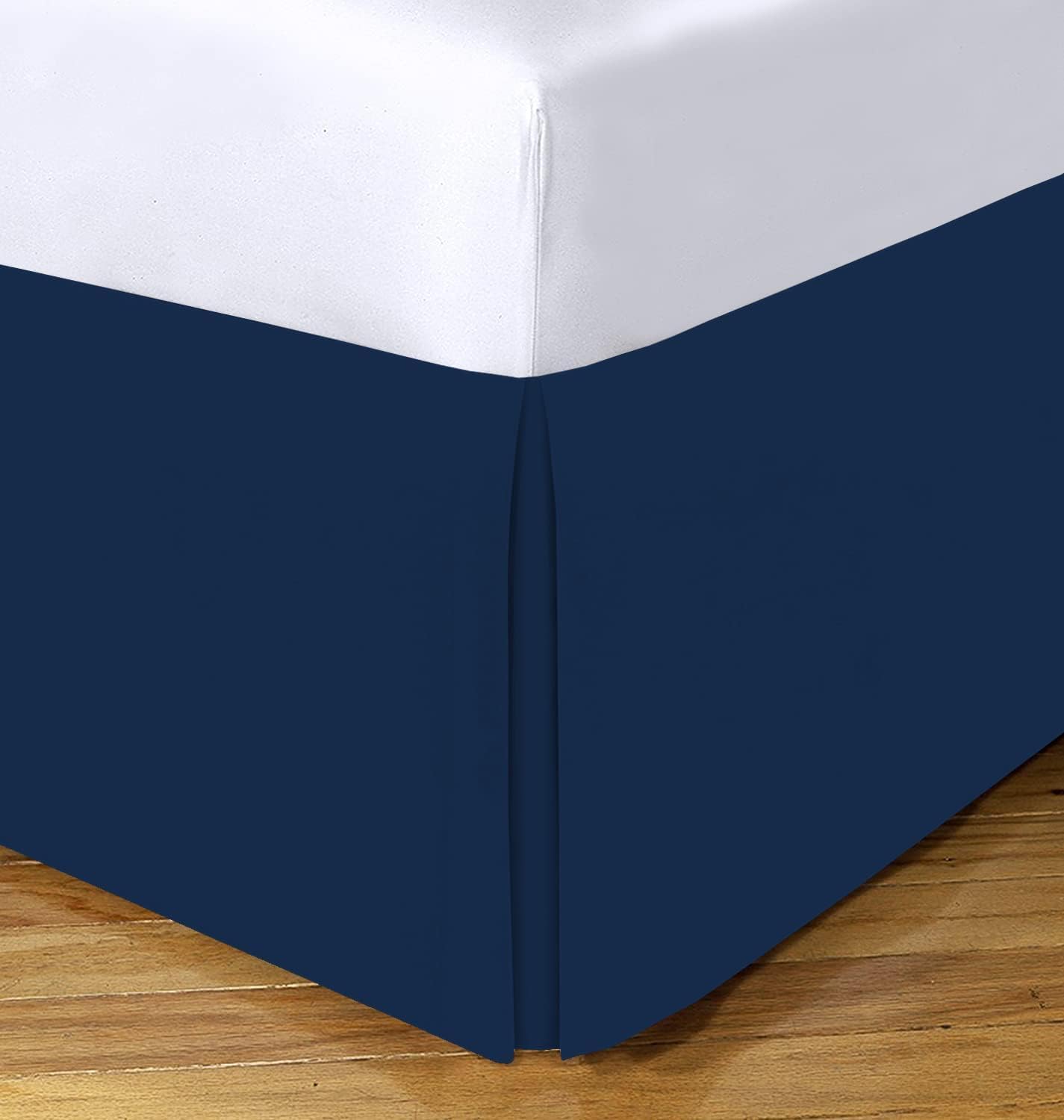 Luxury 600 Thread Count Egyptian Cotton Bed Skirt Queen Size – Split Corner Design, Dust Ruffle – 60x80 Inches, 10 Inch Drop – Navy Blue Solid