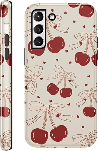 Yomjew Cute Bow Cherry Phone Case for Samsung Galaxy S21 5G Case 6.2", Coquette 
