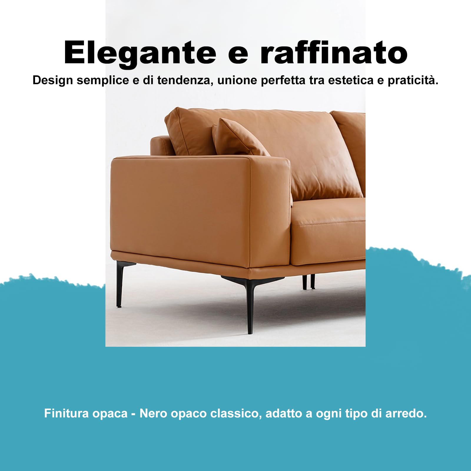 4 gambe metalliche nere 25cm ricambio per divani e tavolini