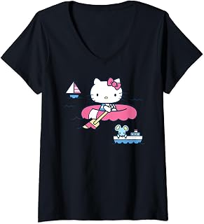 Womens Hello Kitty Summer Boat V-Neck T-Shirt