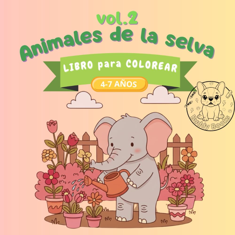 Vol.2 Animales de la Selva Libro para Colorear: niños 4 - 7 años (Pinta Conmigo)
