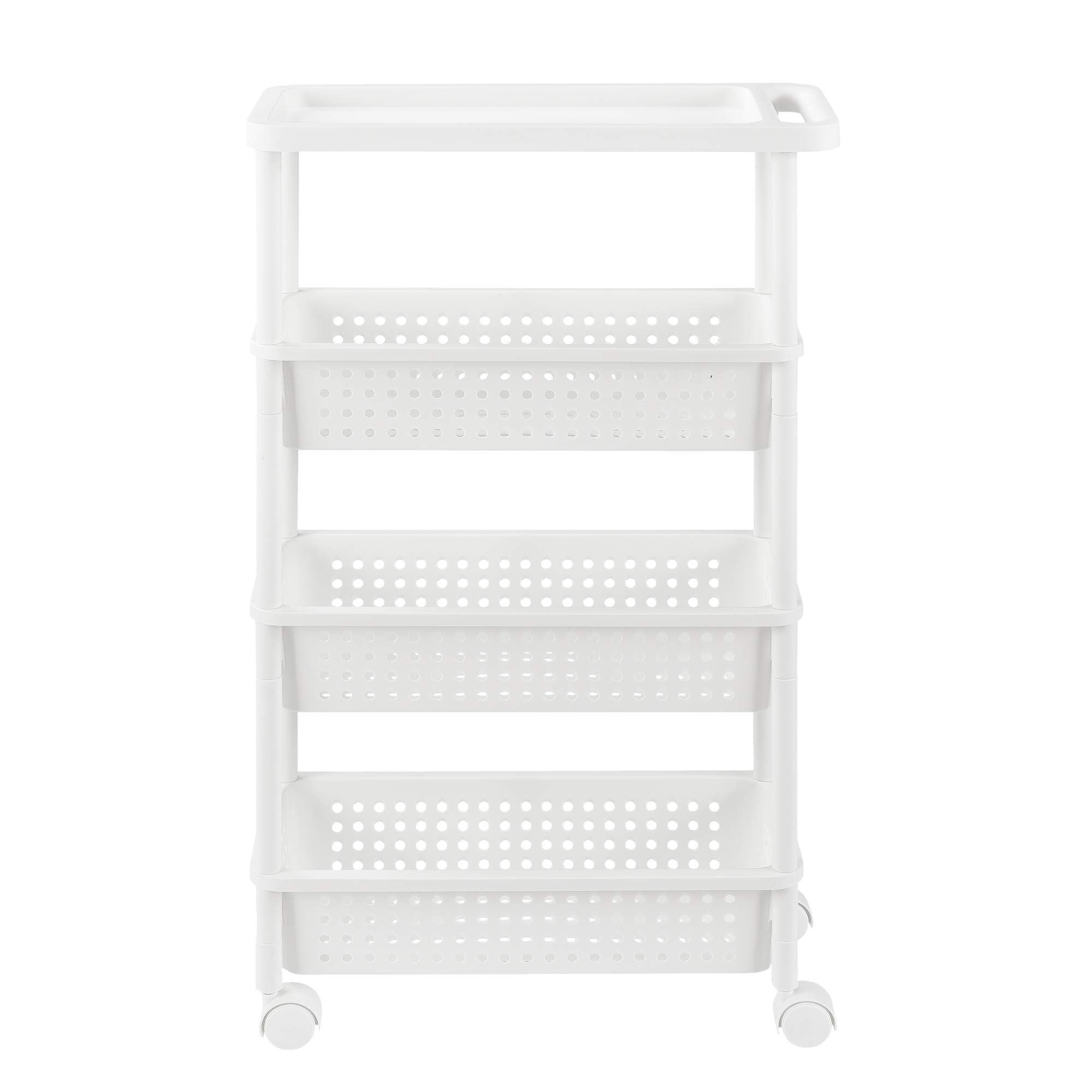 [en.casa] Carro rodante - Blanco - 100 x 22 x 48 cm - Estante de la Cocina - Carrito con Ruedas - Cesta de Almacenamiento