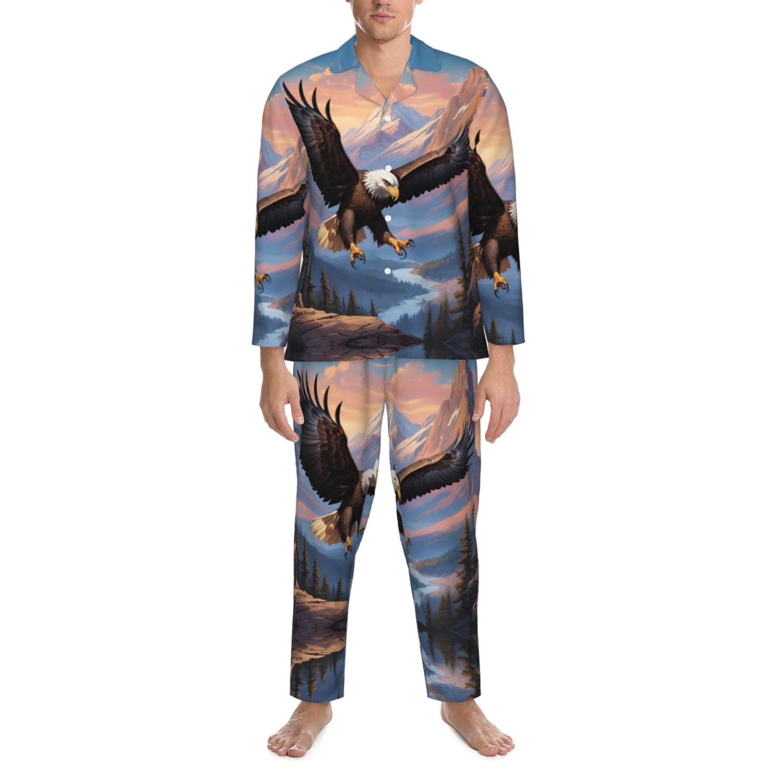 Soaring Eagle Ensemble pyjama à manches longues pour homme avec poches latérales pratiques