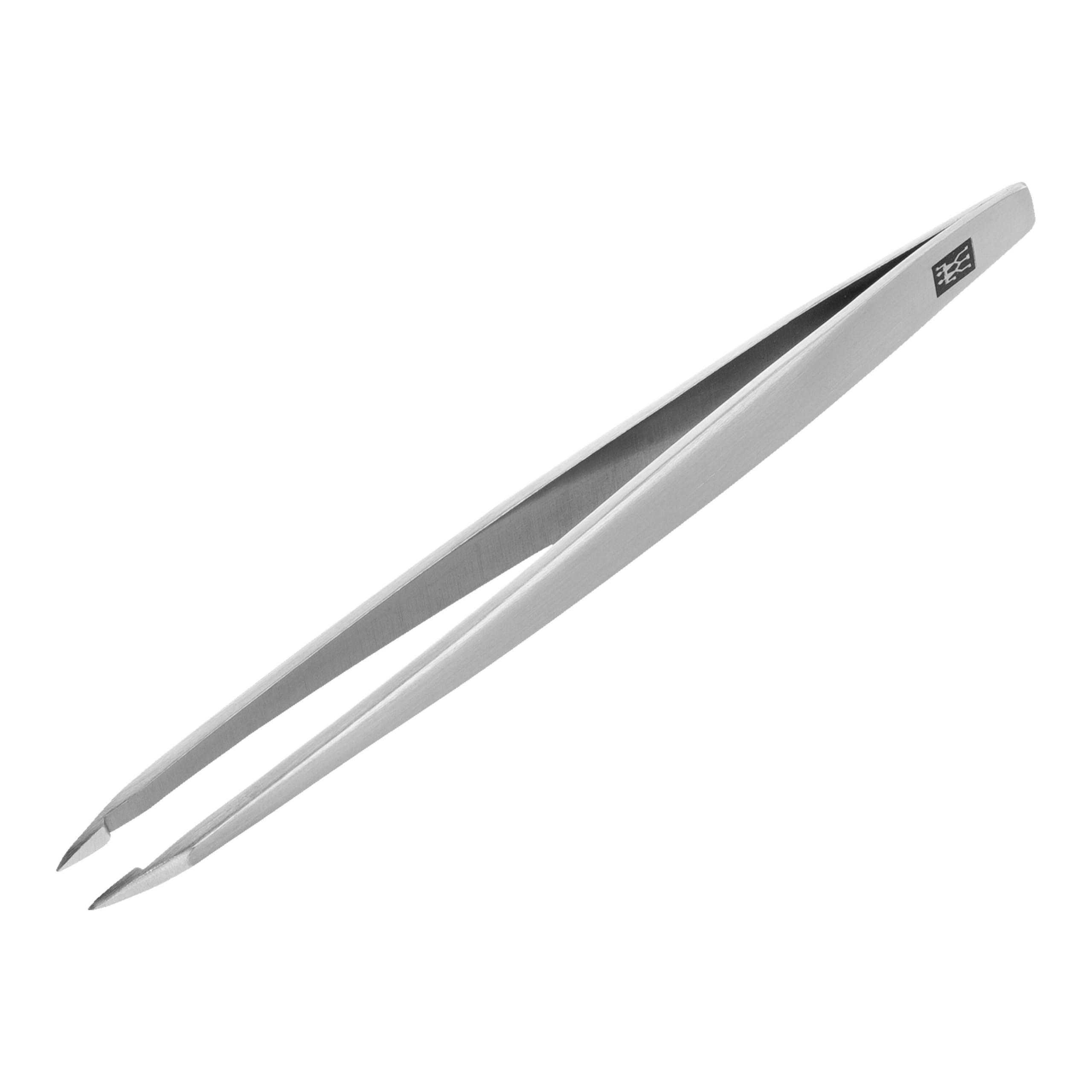 ZWILLING Pointed Tweezer (removal of splinters, ingrown or fine hairs, roughened, calibrated tips), Premium, Silver, 90 mm