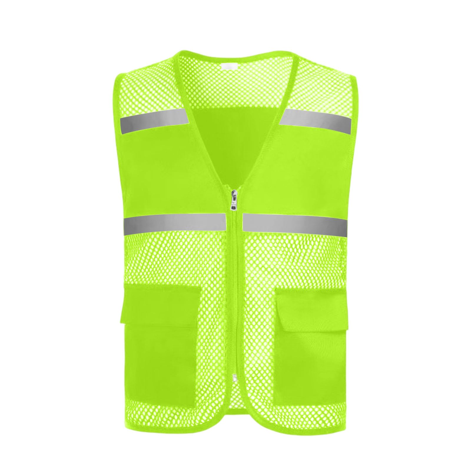 Safety Vest Women Hi-Vis Vest with Pockets Mesh High Visibility Vests Zip Up Uniform Reflective Running Fishing Vest Mint Green
