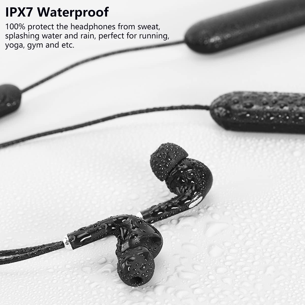 Opaska na szyję Bluetooth słuchawki douszne bezprzewodowe sportowe do noszenia zestaw słuchawkowy o długości 180 godzin, redukcja szumów, słuchawki stereo, IPX7, wodoodporne wkładki douszne, do biegania, fitnessu, treningu, czarne